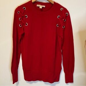 Michael Kors Vibrant Red Knit Bling Sweater Top